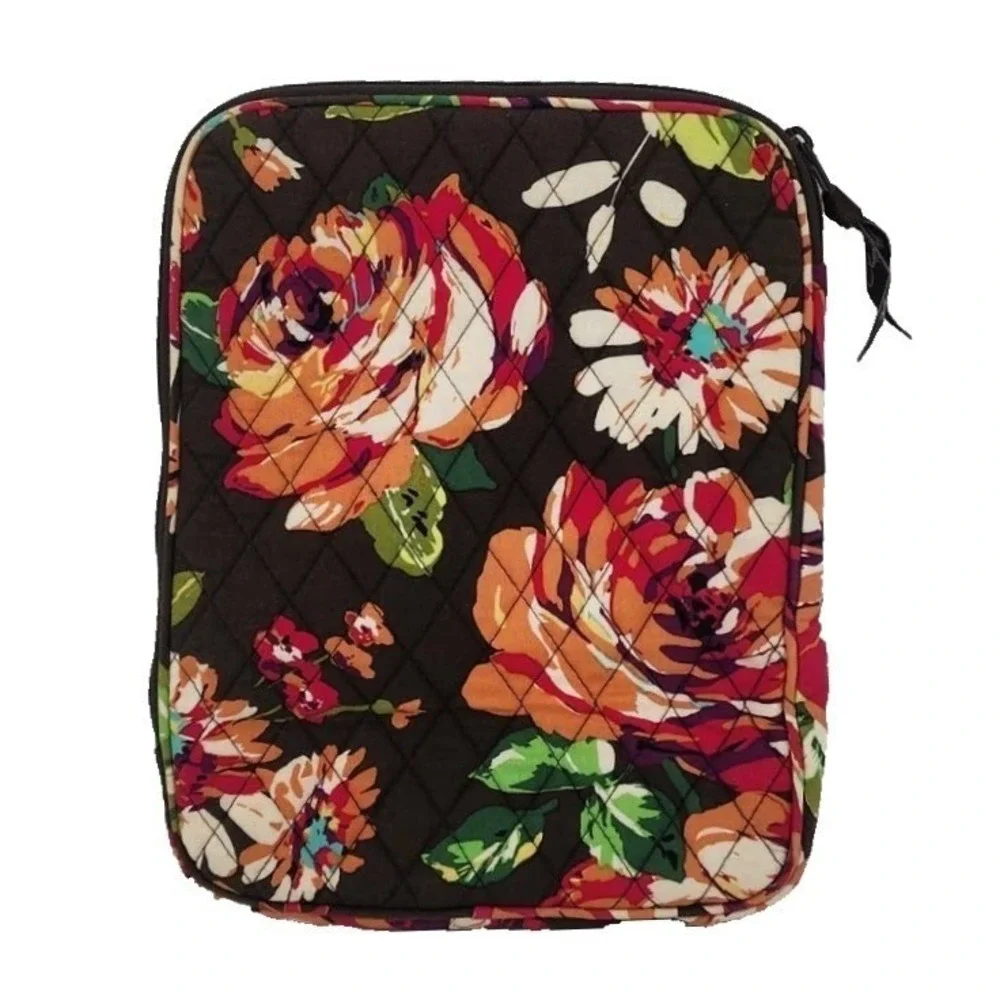 Vera Bradley Mocha Rouge Quilted Cotton Tablet Tech Sleeve Floral Case‎ 8x10.5